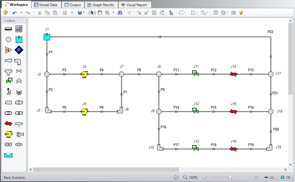 The Workspace window for the Cooling System Problem.